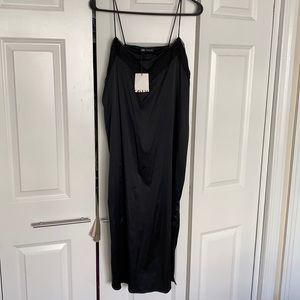 NWT Zara black satin dress, size S